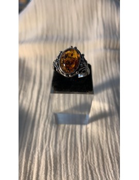bague en argent & Ambre des...
