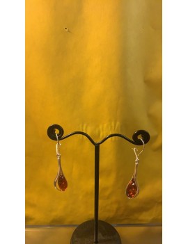 boucles d'oreilles  en argent & Ambre des pays baltique