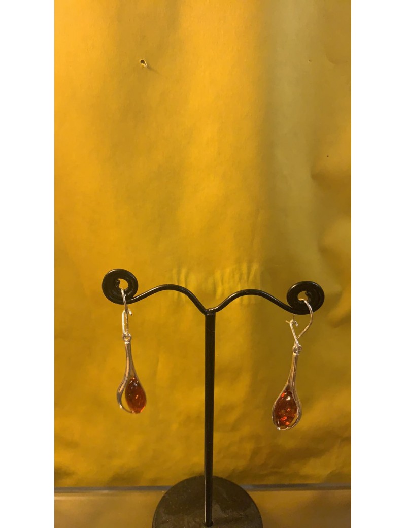 boucles d'oreilles  en argent & Ambre des pays baltique