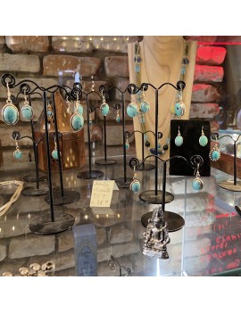 boucles d'oreilles en argent et turquoise d'Arizona